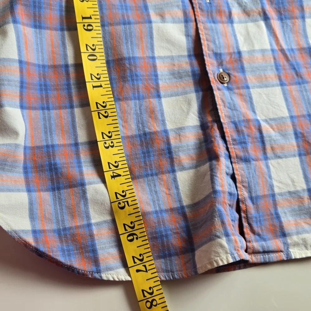 J.Crew Mens Blue White Orange Plaid Long Sleeve Button Down Shirt  Size S Cotton